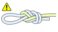 figure eight with other strand highlighted, warning symbol